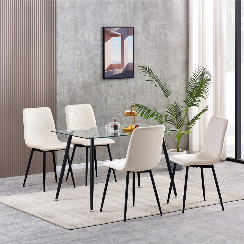 Mcc (4, Beige) Set Of 1/2/4 Designer Velvet Fabric Dining Chairs Metal Legs Lexi Chairs