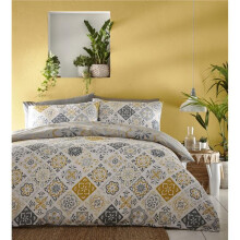 (Ochre, King) Moroccan bedding eastern nights tile print duvet cover sets ochre yellow or teal