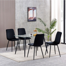 (4, Black) Set of 1/2/4 Designer Velvet Fabric Dining Chairs Metal Legs Lexi Chairs