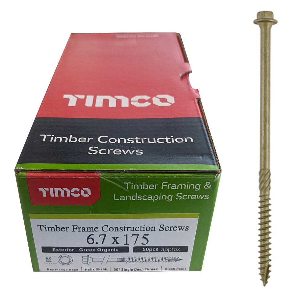 Timco Exterior Timber Hex Construction Screws - 6.7 X 175 (50 Pack)