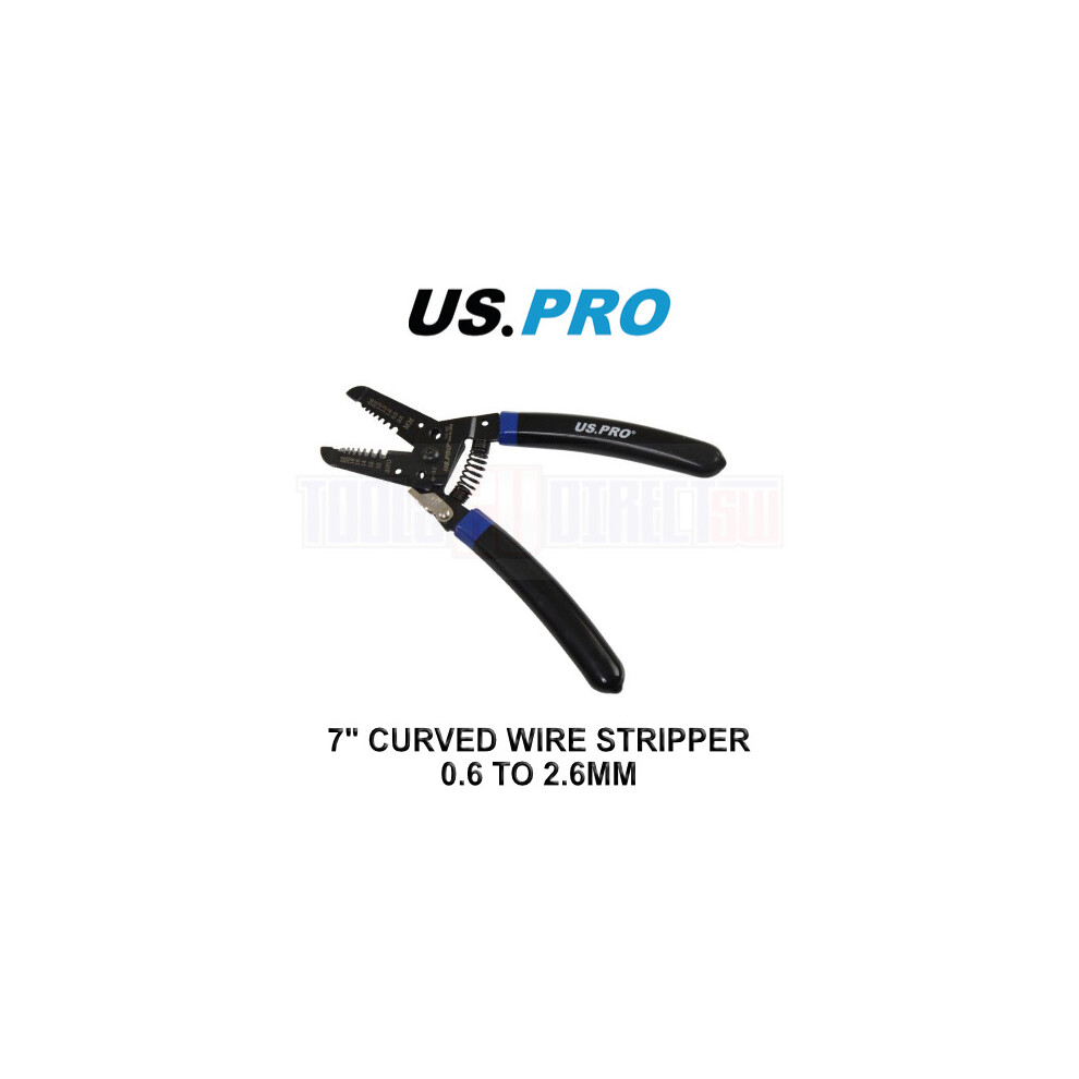 Us Pro Tools 7" Curved Wire Stripper Cutter 0.6 To 2.6Mm 6835