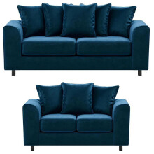 (Blue, 3 & 2 Seater Set ) Brooklyn Plush Velvet Foam 3 & 2 Seater Sofa Set
