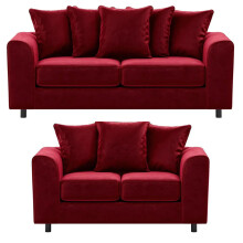 (Red, 3 & 2 Seater Set ) Brooklyn Plush Velvet Foam 3 & 2 Seater Sofa Set