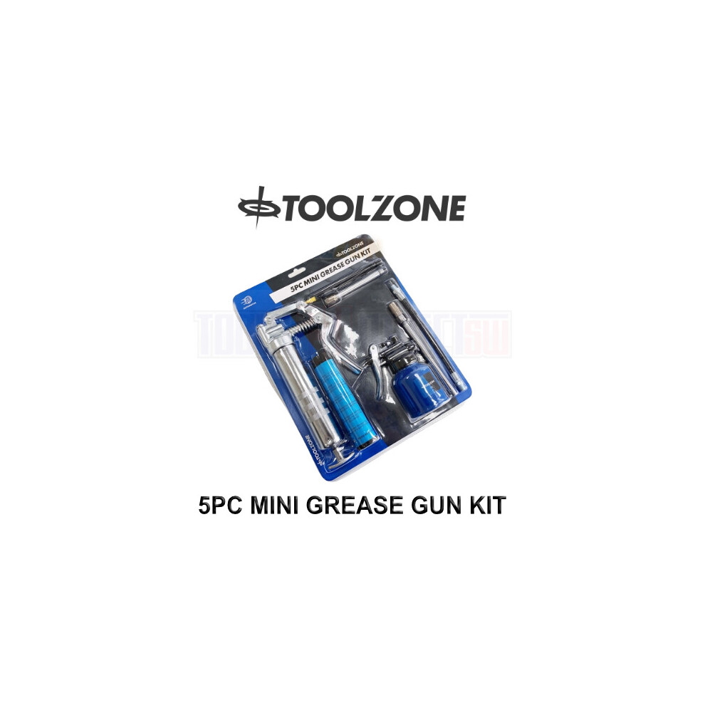 Toolzone 5PC Manual Grease Gun Lever Pistol Grip 3oz cartridge & Oil Can Set AU370