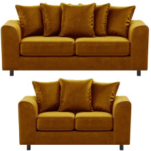 (Gold, 3 & 2 Seater Set ) Brooklyn Plush Velvet Foam 3 & 2 Seater Sofa Set
