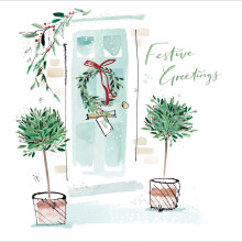 Quill & Ink Festive Greetings Green Foiled Christmas Card Xmas Greeting Cards