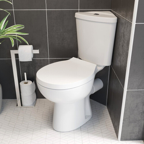 Bathroom Close Coupled Corner Toilet Cistern Only Dual Flush Ceramic White Gloss 1