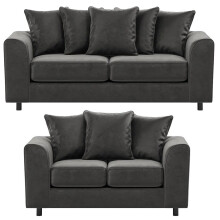 (Grey, 3 & 2 Seater Set ) Brooklyn Plush Velvet Foam 3 & 2 Seater Sofa Set