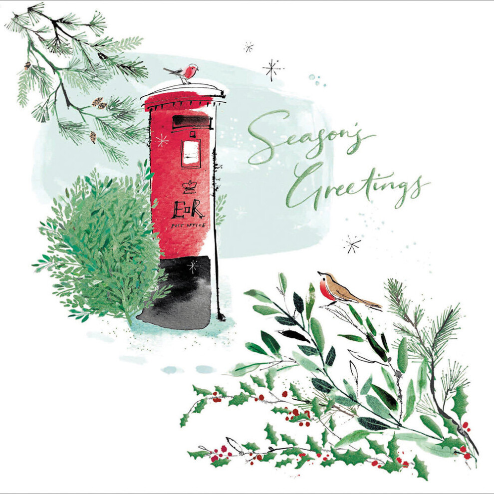 Woodmansterne Quill & Ink Queen Elizabeth E2r Postbox Christmas Card Xmas Greeting Cards