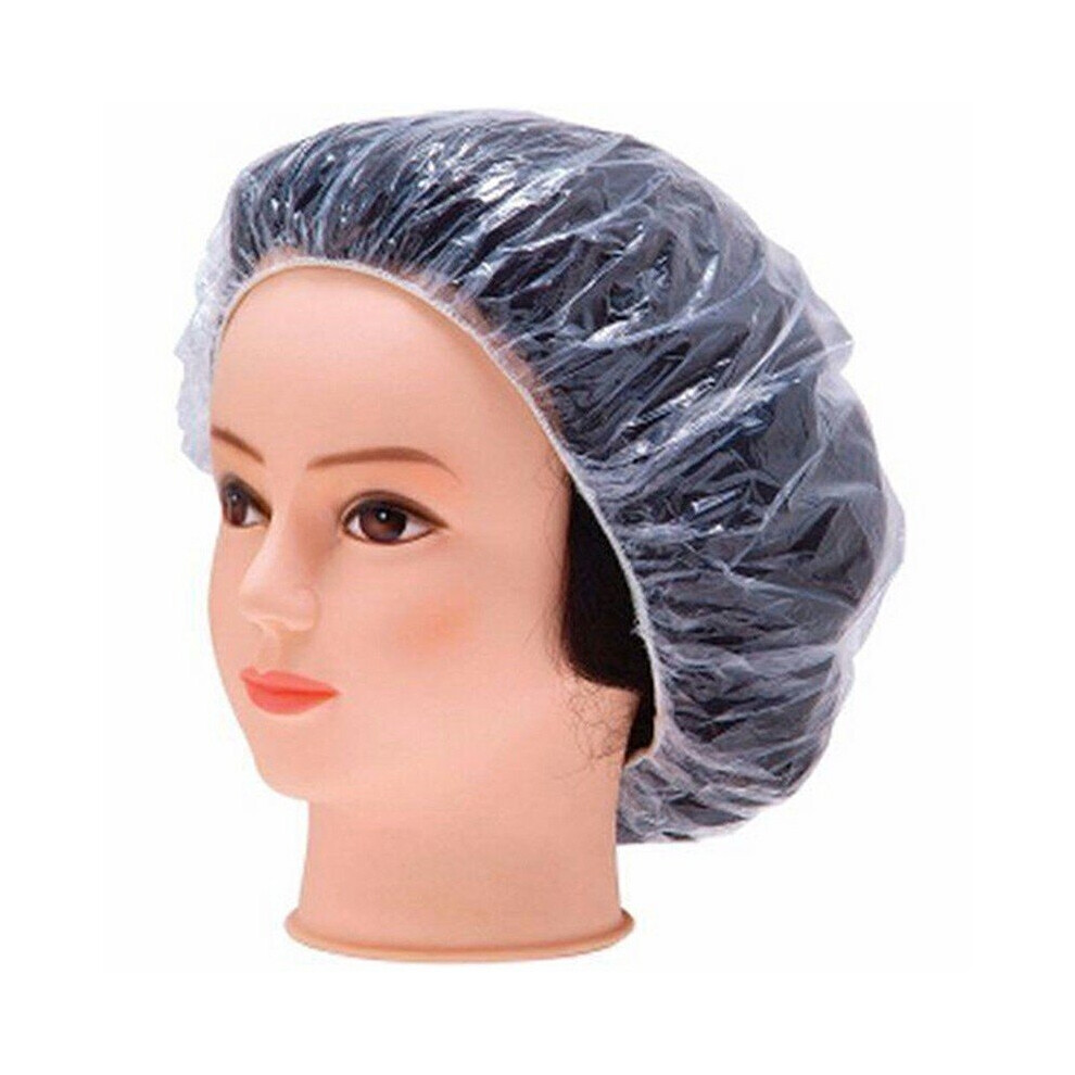 100PCS Elastic Clear Bathing Hair Care Protector Hat Disposable Shower