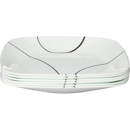 Corelle Square Simple Lines Lunch Plate Set, 6 Pack
