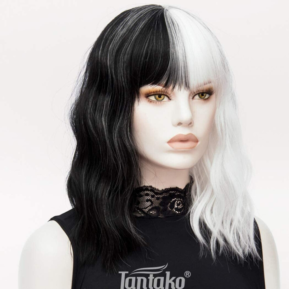 TANTAKO New Arrival Women Synthetic Half Black Half White Wavy