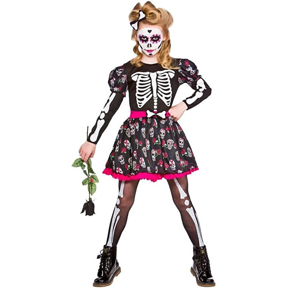 Girls Skull of the Dead Fancy Dress Halloween Costume - XL (11-13 years)