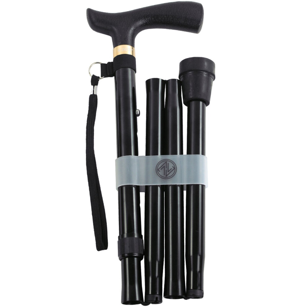 Extra Long Crutch Handle Folding Walking Stick - Black