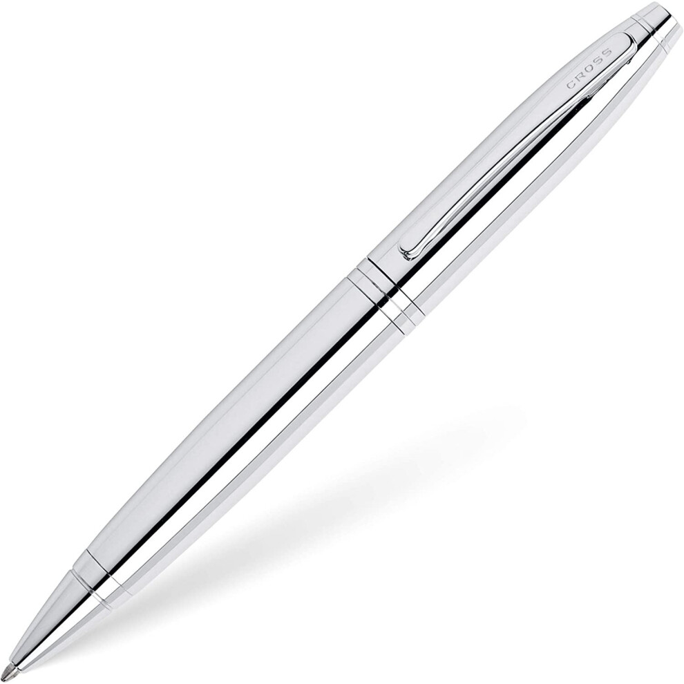 Cross Calais Ballpoint Pen In Polished Chrome Incl. Premium Gift Box – Refillable Medium Ballpen