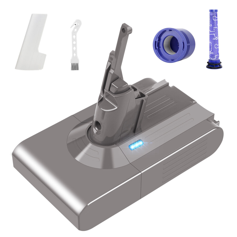 Futurebatt 6000Mah For Dyson V8 Battery Animal Absolute Fluffy Sv10 Cordless Vacuum Cleaner With Filters Uk