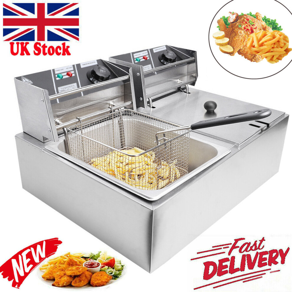 20L Electric Deep Fryer Fat Chip Frying Tank Stainless Steel Commercial