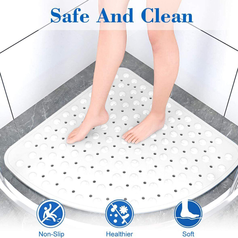 Bath Shower Mat Non Slip Quadrant Sector PVC Anti-Bacterial 54x54cm