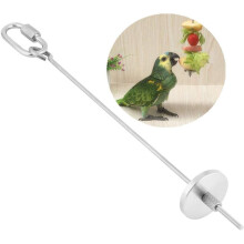Parrot Skewer, Stainless Steel Parrot Fruit Vegetable Meat Food Stick Holder Small Animal Bird Hutch Cage Foraging Toy Parrots Treating Tool (L)