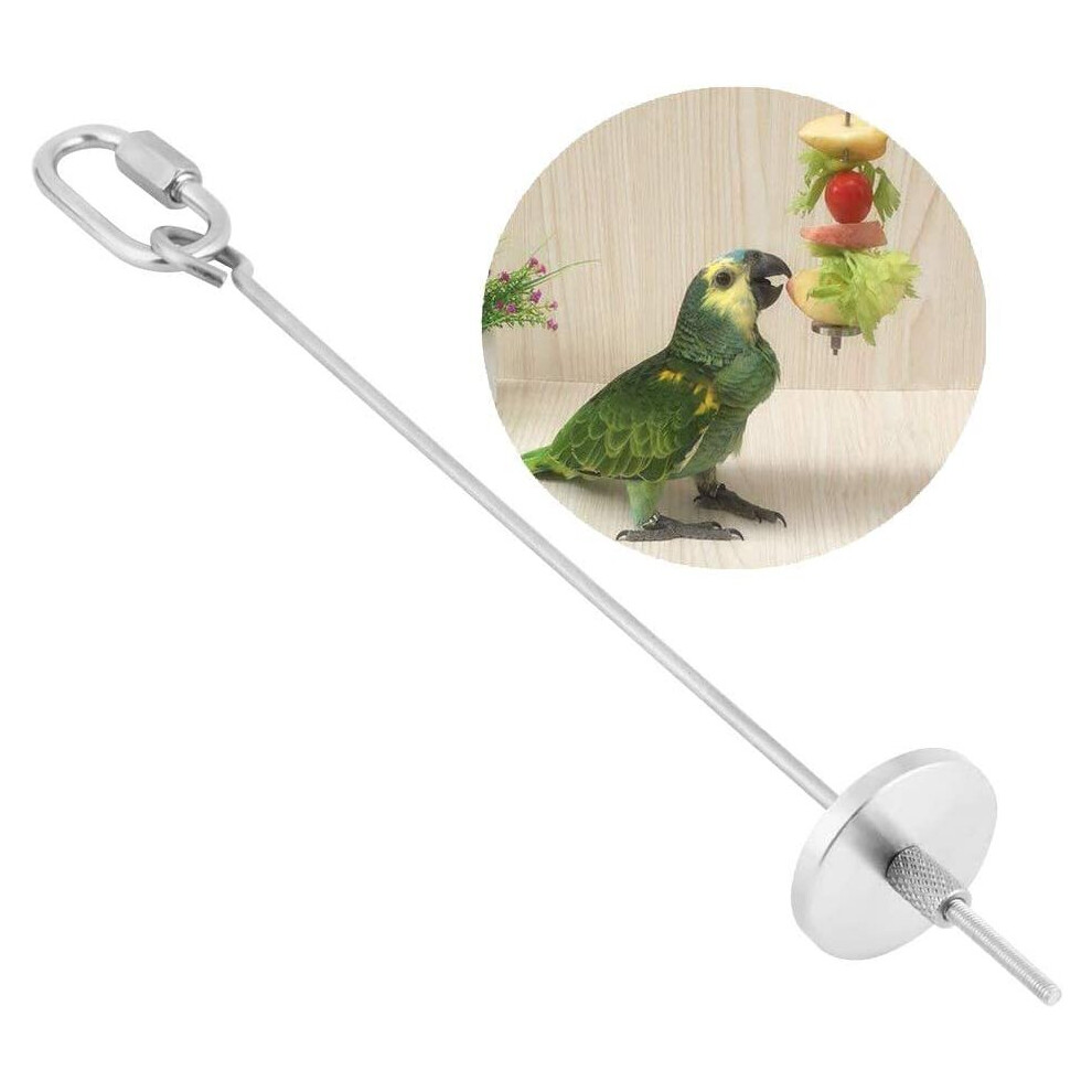 Parrot Skewer, Stainless Steel Parrot Fruit Vegetable Meat Food Stick Holder Small Animal Bird Hutch Cage Foraging Toy Parrots Treating Tool (L)