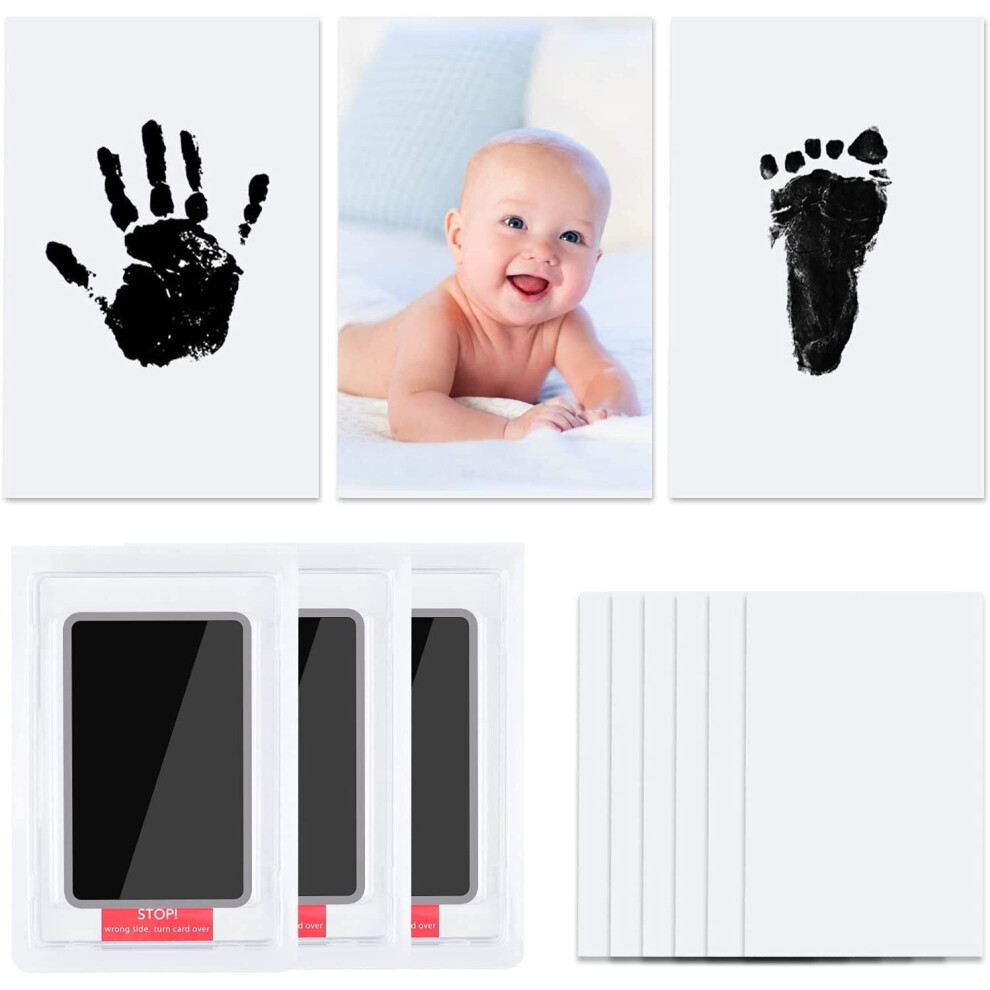 Vicloon Baby Footprint Kit & Handprint Kit?3Pc Photo Frame Clay Kit Pet Paw Print Ink Kits, Newborn Hand & Feet Print Ink Pad Memorable Keepsake Gift