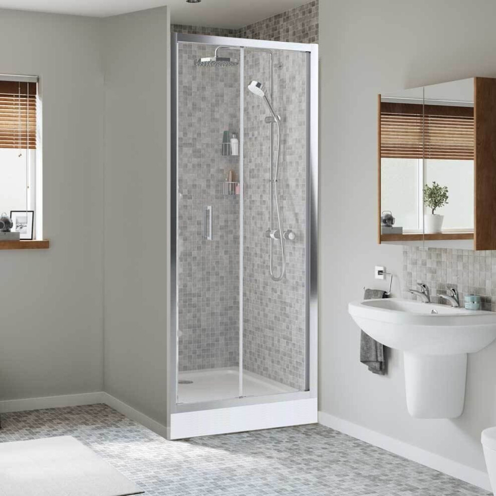 Mira Leap 800 x 800mm Bi-Fold Shower Door Enclosure Easy Plumb Tray FREE Waste