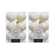 24 Wool White Christmas Baubles 6cm Shatterproof Ornaments Shiny Matt