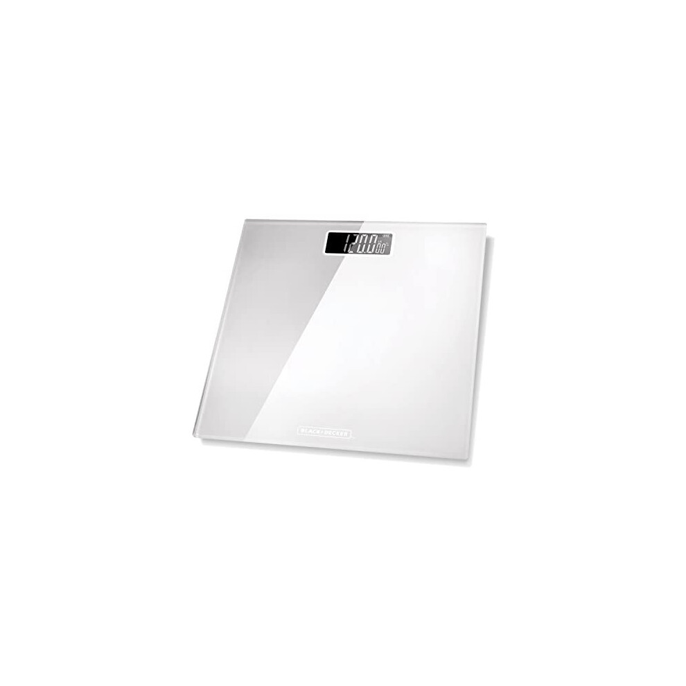 BLACK+DECKER BXBS0001GB Digital Bathroom Scale, High Precision Sensor System, Durable Tempered Glass, LCD Display, White