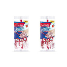 Vileda 2 pieces SuperMocio Microfibre & Power Mop Head, Fiber, Multicoloured, 7x14x40 cm