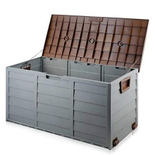 Bargainsgalore Outdoor Garden Plastic Storage Seat Utility Chest Cushion Shed Box Tools (Brown)