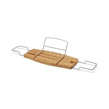 Umbra Aquala Bathtub Caddy Bamboo Extendable and Adjustable Tray Holder, Natural Finish