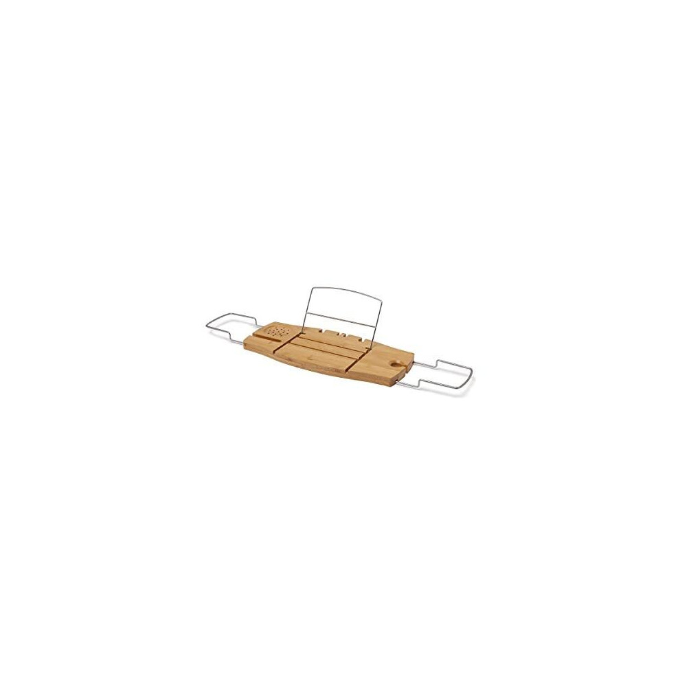 Umbra Aquala Bathtub Caddy Bamboo Extendable and Adjustable Tray Holder, Natural Finish