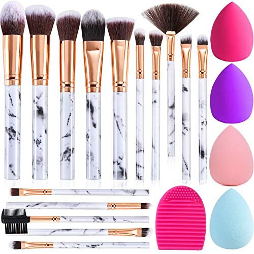 Makeup štětce DUAIU 15PCs mramorová sada štětců na make-up