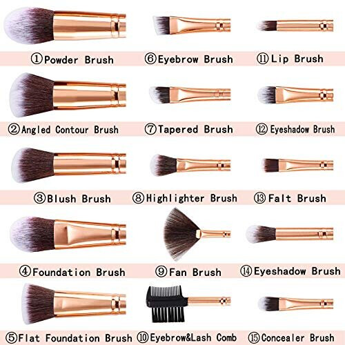Makeup štětce DUAIU 15PCs mramorová sada štětců na make-up 1