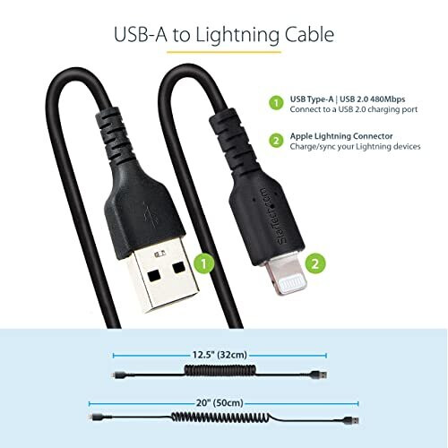 StarTech.com Cavo USB a Lightning - STARTECH - RUSB2ALT50CMBC - 50 cm - MFi - Avvolto 2