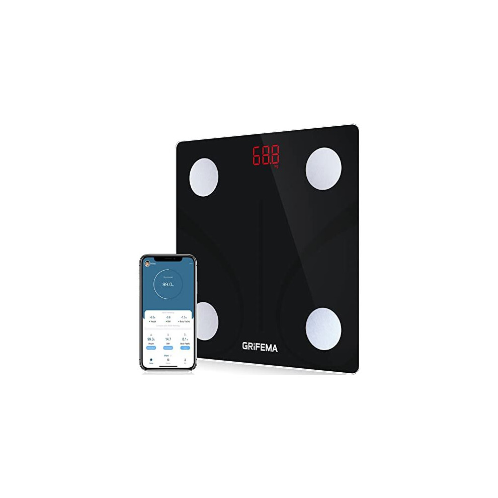 Grifema -Digital Bathroom Scales For Body Weight, Bluetooth Weighing Scales With Body Composition Monitors, Bmi Body Fat Scale With Smartphone Ap