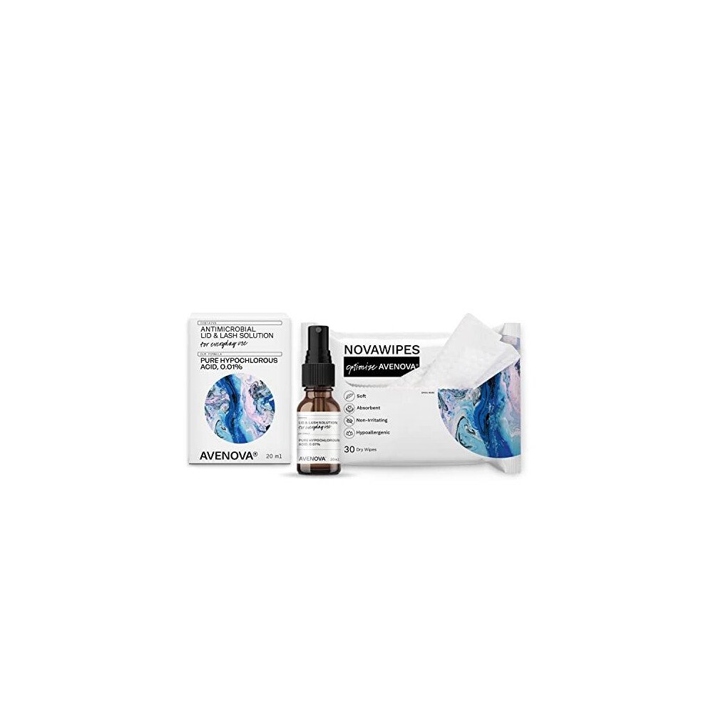 Avenova Eyelid And Lash Cleanser Spray With Novawipes, Contains Pure Hypochlorous Acid To Give Effective Relief From Irritation, Dry Eyes, Styes And