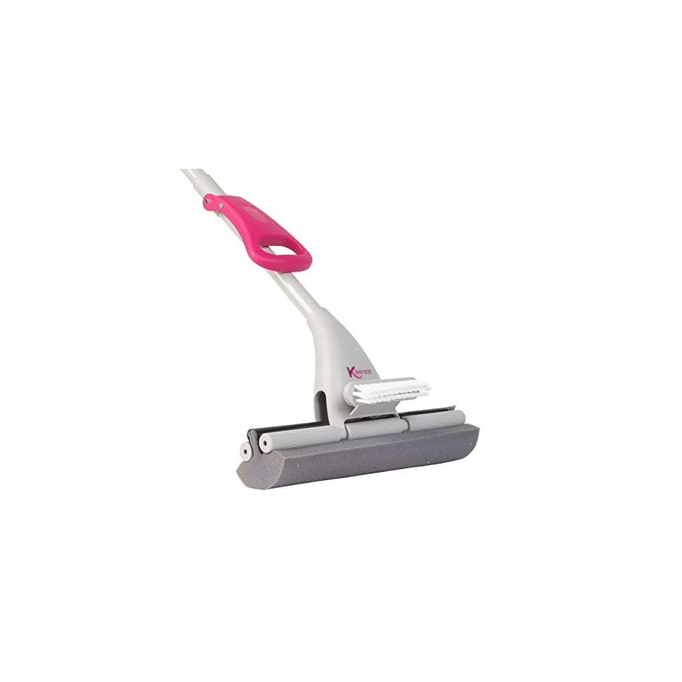 Kleeneze Kl087751eu7 Deep Clean 3 In 1 Sponge And Scrub Mop For Kitchen Bathroom, Removable Brush, Polish And Shine, Microfibre Cover, Handheld,