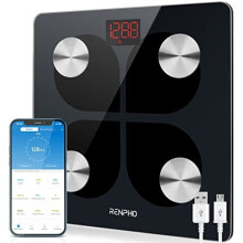 RENPHO USB Rechargeable Smart Body Fat Scales, Digital Bathroom Weighing Scale Bluetooth Scale with Baby Mode, Body Composition Monitor for Body