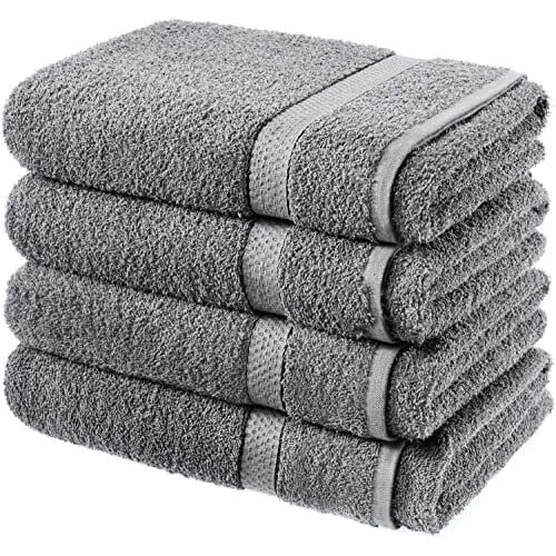 Luxury pack of 4 Bath sheets 100% cotton Towels Bath sheet supersoft quick dry extra large bath towels, Grey bathsheets for Bathroom, Hotel and T