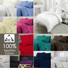 (Single, White) 100% EGYPTIAN COTTON 400 TC DUVET QUILT COVER SET SINGLE DOUBLE KING SIZE