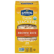Lundberg Organic Thin Stackers Rice Cakes Salt-Free Brow...