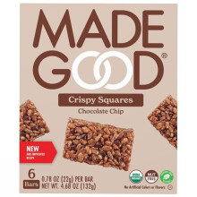 MadeGood Organic Crispy Squares Gluten Free Chocolate Chip -- 6 Bars