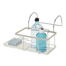 iDesign 23825EU Drill Bathroom Storage, Small Metal Hanging Tray, Bath Caddy for Soap, Cosmetics, Books, Tablet and Phone, Matte Silver, 30.7 cm
