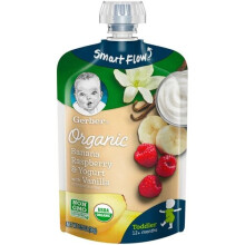 Gerber Organic Toddler Baby Food Pouch Banana Raspberry & Yogurt with Vanilla -- 3.5 oz