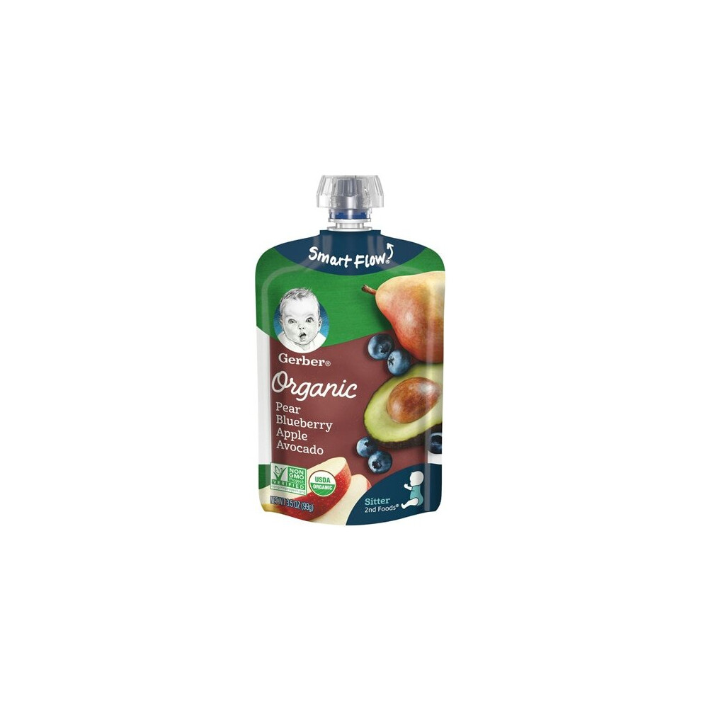 Gerber 2nd Foods Organic Baby Food Pear Blueberry Apple Avocado -- 3.5 oz