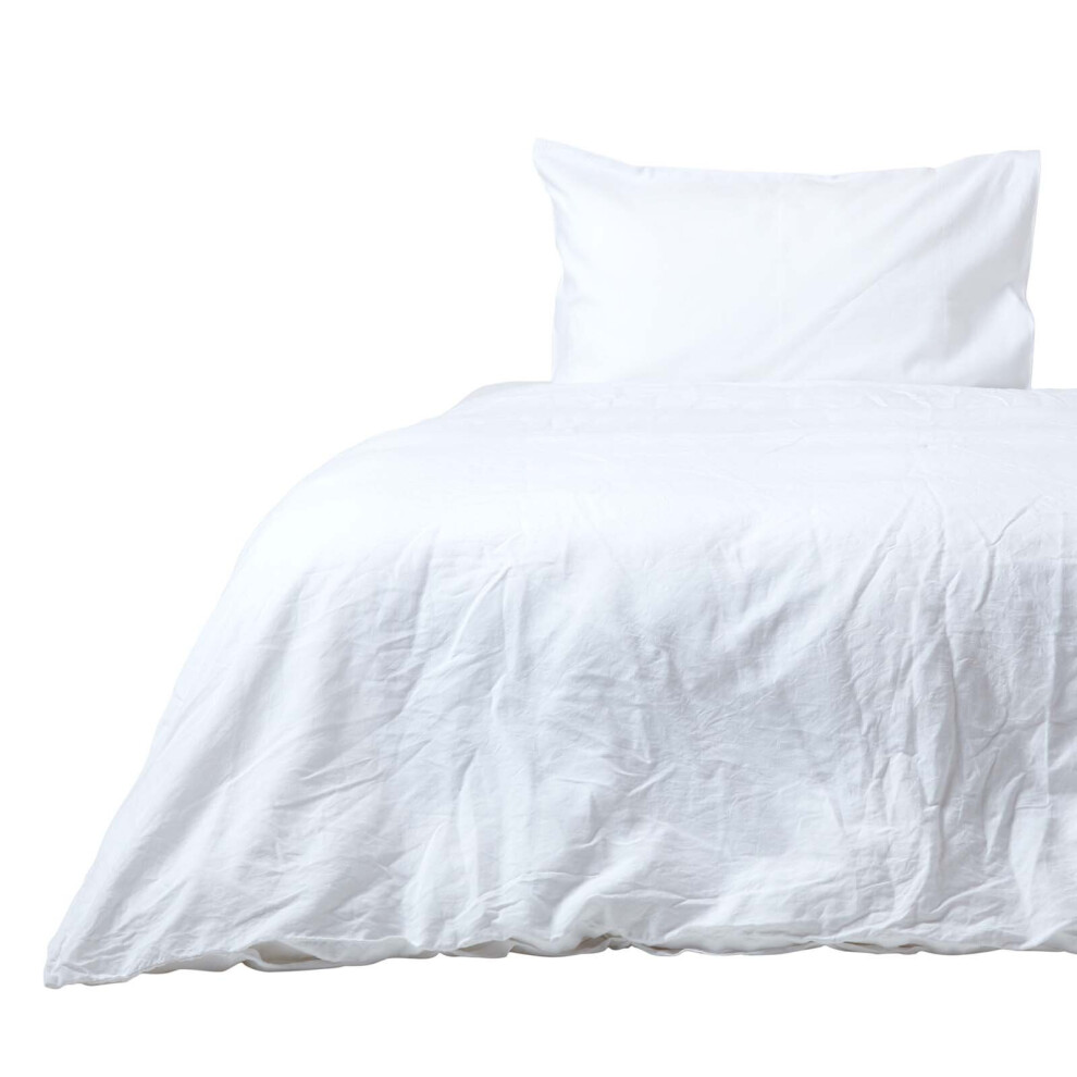 Homescapes (Euro Size - 155 X 220 Cm, ) Soft Linen Plain Duvet Cover With Pillowcase White