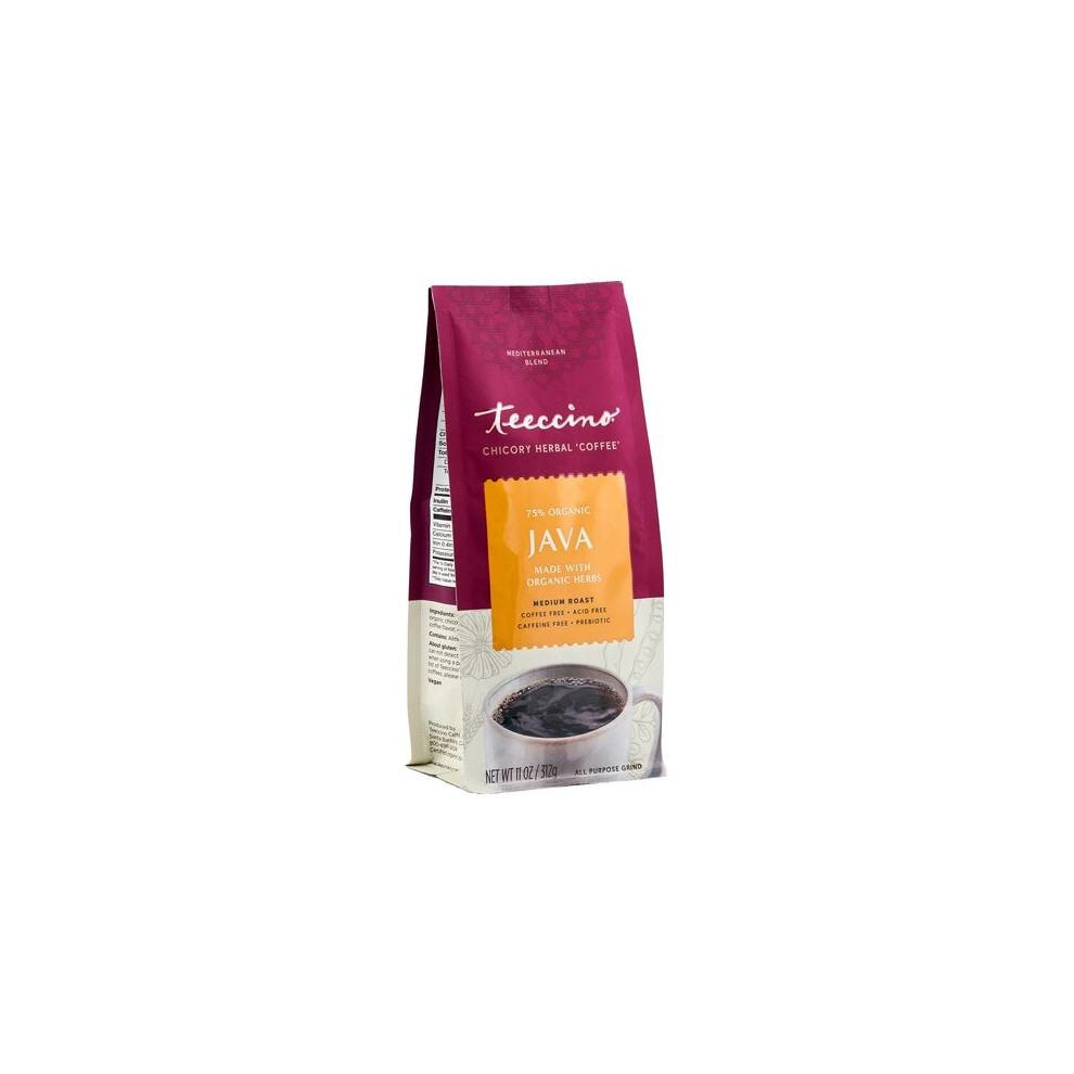 Teeccino Chicory Herbal Coffee Caffeine Free Java Roast - 11 Oz Medium