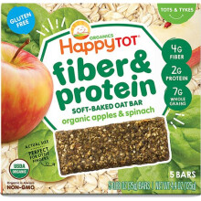 Happy Baby HappyTot Fiber & Protein Soft-Baked Bar Organic Apples & Spinach -- 5 Bars