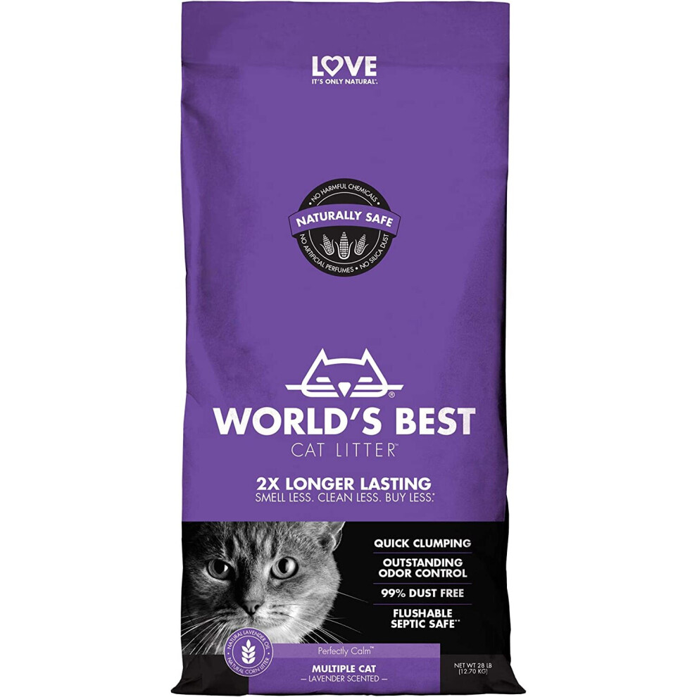 Worlds Best Cat Litter 28lb Multiple Cat Lavender Scented, beige,12.7 kg (Pack of 1)